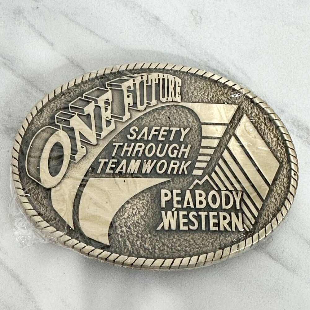 Vintage 1995 Peabody Western Coal Safety Award Solid Brass Buckle ✨